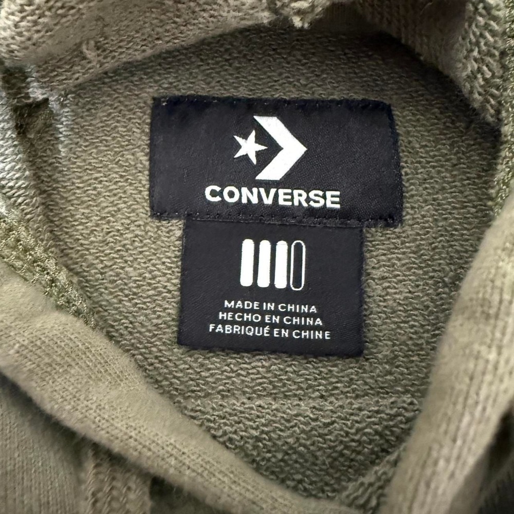 Converse Khaki Green Oversized Hoodie, Size L - Skater Streetwear Pullover - Picture 2 of 3